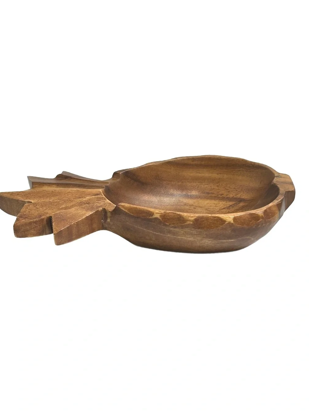 Hand Carved Pineapple Shaped Wooden Serving Bowl